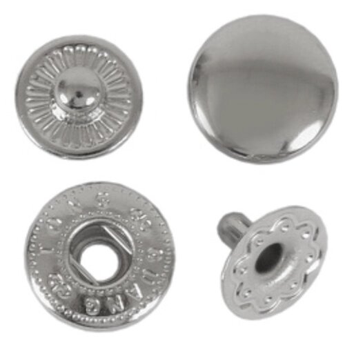 Кнопки застежки для одежды и рукоделия 10 мм никель роллинг, 60 штук от компании М.Видео - фото 1