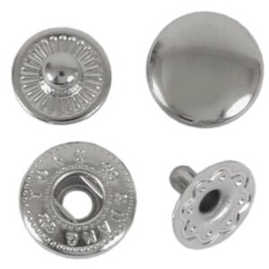 Кнопки застежки для одежды и рукоделия 10 мм никель роллинг, 60 штук