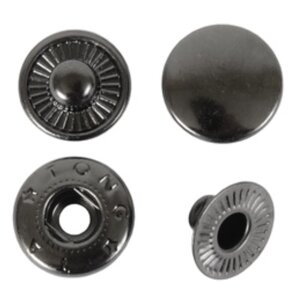 Кнопки застежки для одежды и рукоделия 15 мм блек никель роллинг, 30 штук
