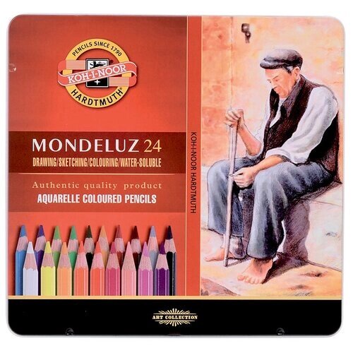 KOH-I-NOOR Акварельные карандаши Mondeluz, 24 цвета, 3724024001PL микс от компании М.Видео - фото 1