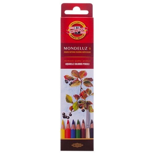 KOH-I-NOOR набор акварельных карандашей Mondeluz, 6 цветов (3715/6) разноцветный от компании М.Видео - фото 1