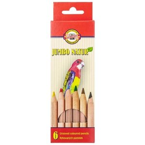 KOH-I-NOOR Набор цветных карандашей Jumbo Natur, 6 цветов (2171N/6) разноцветный