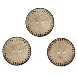 Кокосовые пуговицы с рисунком Полоска 15 мм 10 шт. декоративные /деревянные / коричневые / для рукоделия
