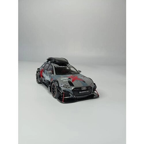 Коллекционная машинка игрушка металлическая Audi RS6 Avant с багажником для мальчиков масштабная модель 1:24 серая камуфляж от компании М.Видео - фото 1