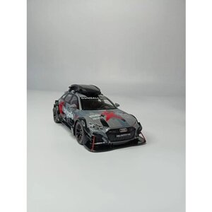 Коллекционная машинка игрушка металлическая Audi RS6 Avant с багажником для мальчиков масштабная модель 1:24 серая камуфляж