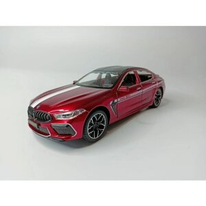 Коллекционная машинка игрушка металлическая BMW M8 для мальчиков масштабная модель 1:24 красная
