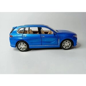 Коллекционная машинка игрушка металлическая BMW X7 для мальчиков масштабная модель 1:24 синяя