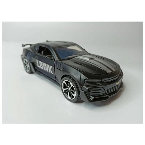 Коллекционная машинка игрушка металлическая Chevrolet Camaro с дымом для мальчиков масштабная модель 1:24 черная от компании М.Видео - фото 1