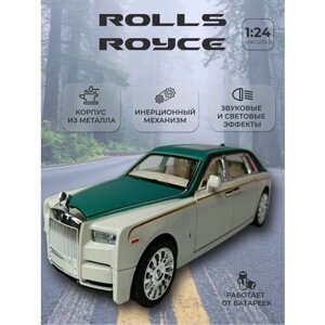 Коллекционная машинка игрушка металлическая Ролс Ройс для мальчиков масштабная модель 1:24 бело-зеленый
