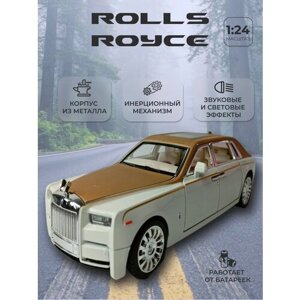 Коллекционная машинка игрушка металлическая Ролс Ройс кабриолет для мальчиков масштабная модель 1:24 белый