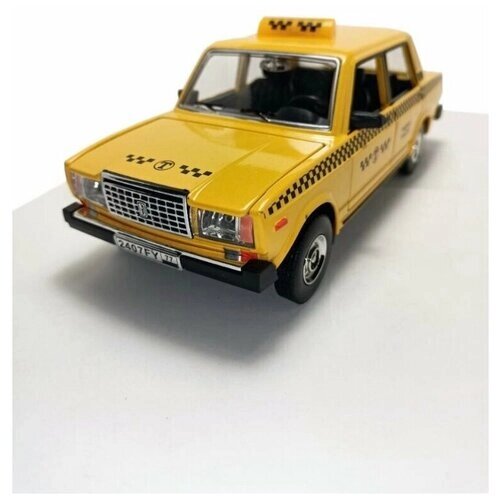 Коллекционная машинка игрушка металлическая Жигули ВАЗ 2107 для мальчиков масштабная модель 1:24 такси желтая от компании М.Видео - фото 1
