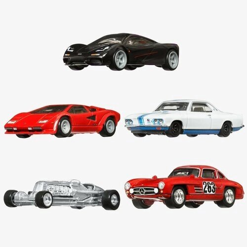 Коллекционный набор машинок Hot Wheels 2022 Car Culture Mix 5: Jay Leno’s Garage Case Pack (Хот Вилс 2022 Микс 5: Гараж Джея Лено Кейс набор) от компании М.Видео - фото 1