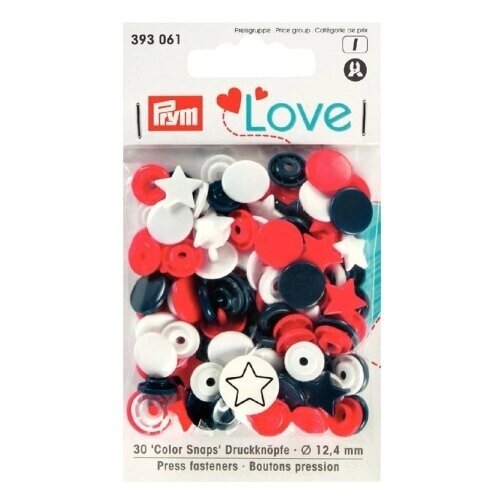 Коллекция "Love" - Кнопки "Color Snaps", звезда 12,4мм, бирюзовый/голубой/синий, 30шт в упаковке PRYM 393060 от компании М.Видео - фото 1