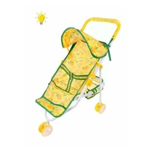 Коляска прогулочная Лимоны светящаяся с крышей, эл. пит. AG3*6шт. вх. в комплект, металл, пакет