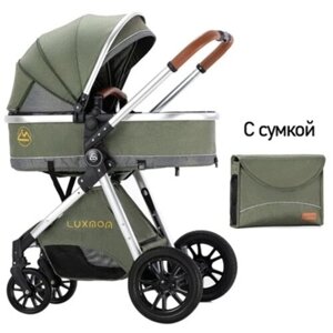 Коляска-трансформер Luxmom V9 2в1, легкая коляска для новорожденных (оливковая)