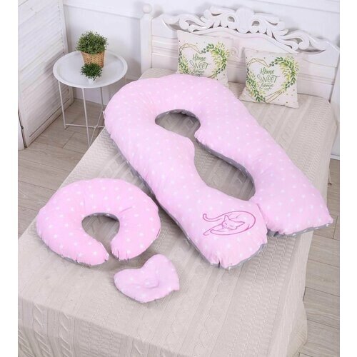 Комбо-набор подушек для беременных 4 в 1 Серо-розовые звездочки от компании М.Видео - фото 1