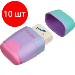 Комплект 10 штук, Ластик-точилка Milan COMPACT SUNSET ластик из синт каучука фиол-розовый