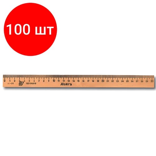 Комплект 100 шт, Линейка деревянная 30 см, C07 от компании М.Видео - фото 1