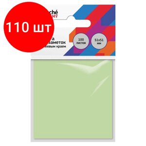Комплект 110 штук, Бумага для заметок с клеевым краем Economy 51x51 мм 100 л пастел. зеленый