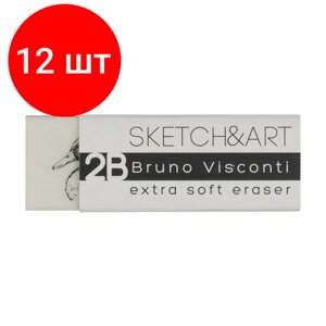 Комплект 12 штук, Ластик художественный SKETCH&ART супермягкий 42-0044