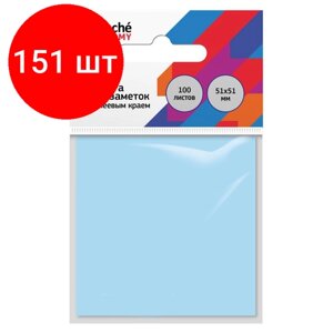 Комплект 151 штук, Бумага для заметок с клеевым краем Economy 51x51мм 100 л пастельный синий