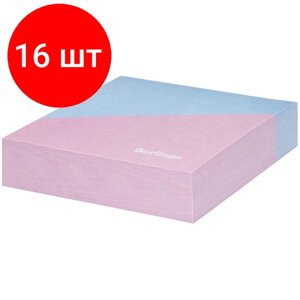 Комплект 16 шт, Блок для записи декоративный на склейке Berlingo "Haze" 8.5*8.5*2см, розовый/голубой, 200л.