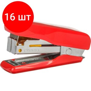 Комплект 16 штук, Степлер -мини Комус MSR2420 (24/6-26/6) до 20 лист, металл, красный
