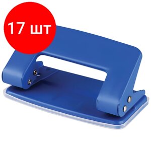 Комплект 17 шт, Дырокол OfficeSpace 10л, металлический, синий