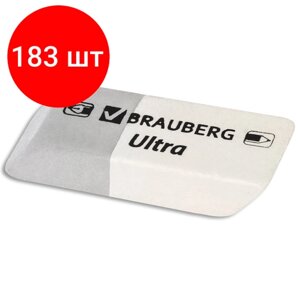 Комплект 183 шт, Ластик BRAUBERG "Ultra", 41х14х8 мм, серо-белый, натуральный каучук, 228703