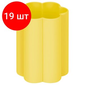 Комплект 19 шт, Стаканчик для рисования Мульти-Пульти силиконовый фигурный желтый, 160 мл, европодвес