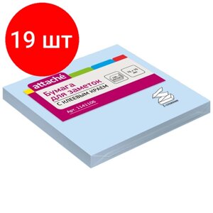 Комплект 19 штук, Стикеры Z-сложения ATTACHE с клеев. краем Z-блок 76х76 голубой 100л