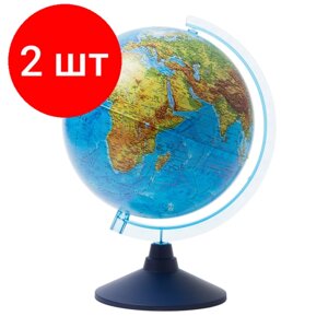 Комплект 2 шт, Глобус физический Globen, 25см, на круглой подставке