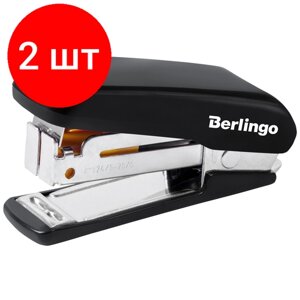 Комплект 2 шт, Мини-степлер №24/6, 26/6 Berlingo "Comfort" до 20л, пластиковый корпус, черный