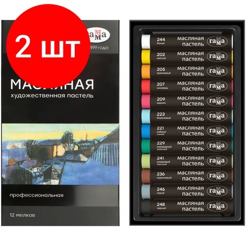 Комплект 2 шт, Пастель масляная Гамма, 12 цветов, картон. упаковка от компании М.Видео - фото 1