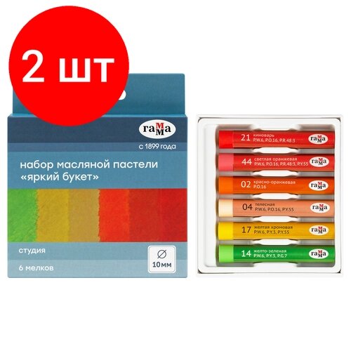 Комплект 2 шт, Пастель масляная Гамма "Студия", "Яркий букет", 6 цветов, картон. упак, европодвес от компании М.Видео - фото 1