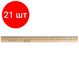 Комплект 21 штук, Линейка деревянная 30см, ЛП-300, С-07