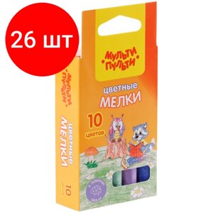 Комплект 26 шт, Мелки цветные Мульти-Пульти "Енот на опушке леса", 10цв, круглые, картонная коробка, европодвес