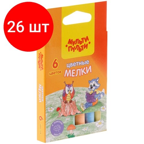 Комплект 26 шт, Мелки цветные Мульти-Пульти "Енот на опушке леса", 6цв, круглые, картонная коробка, европодвес от компании М.Видео - фото 1