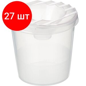 Комплект 27 штук, Емкость для воды стакан-непроливайка №1School Отличник без рисунка прозрачн