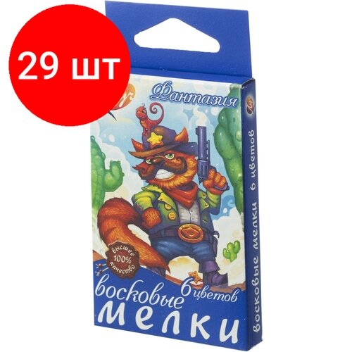 Комплект 29 наб, Мелки восковые Луч Фантазия 6 цв. на мясляной основе 25С 1519-08 от компании М.Видео - фото 1