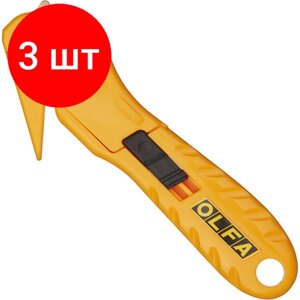 Комплект 3 штук, нож промышленный 17.8 мм OLFA HOBBY CRAFT models, OL-SK-10), цв. желтый