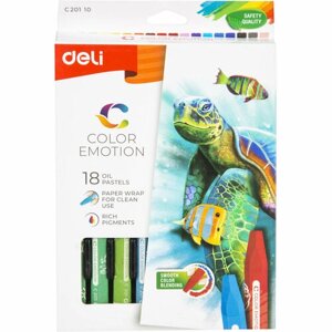 Комплект 30 наб, Пастель масляная Deli EC20110 Color Emotion 6-гранные 18цв/наб
