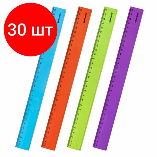 Комплект 30 шт, Линейка пластиковая 30 см BRAUBERG "FRUITY", тонированная, ассорти, 210767 от компании М.Видео - фото 1