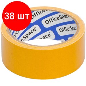 Комплект 38 шт, Клейкая лента двусторонняя OfficeSpace, 38мм*10м, полипропилен