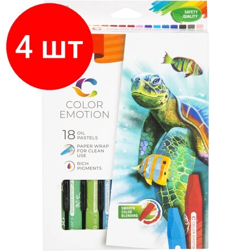 Комплект 4 наб, Пастель масляная Deli EC20110 Color Emotion 6-гранные 18цв/наб от компании М.Видео - фото 1