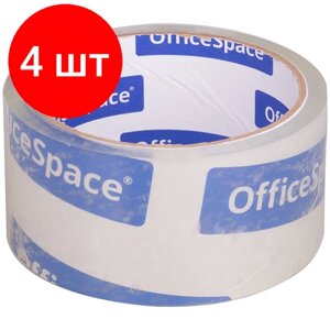 Комплект 4 шт, Клейкая лента упаковочная OfficeSpace, 48мм*40м, 38мкм, крист. чистая, ШК