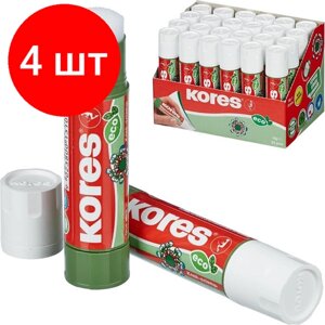 Комплект 4 штук, Клей-карандаш 10г KORES Glue-eco