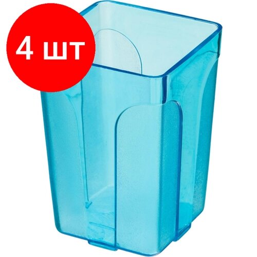 Комплект 4 штук, Подставка-стакан Attache City, прозр. синий от компании М.Видео - фото 1