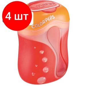 Комплект 4 штук, Точилка Maped COLOR PEP'S COLOUR SPECIAL 2отв, конт, д. цв. каранд, ассорт,43111