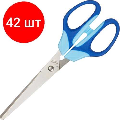 Комплект 42 штук, Ножницы Attache Ergo&Soft 180 мм с резиновыми ручками, цвет синий от компании М.Видео - фото 1